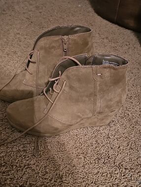 Merona Taupe Wedge Ankle Booties